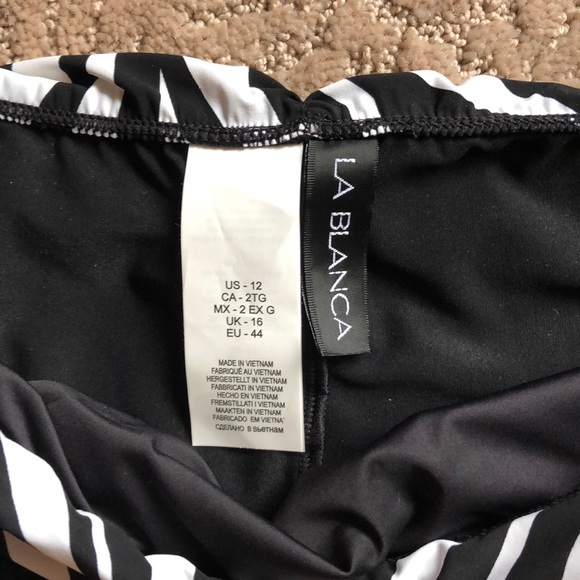 New La Blanca Sevilla shirred bikini bottom black white swim suit size 12 - Picture 4 of 6